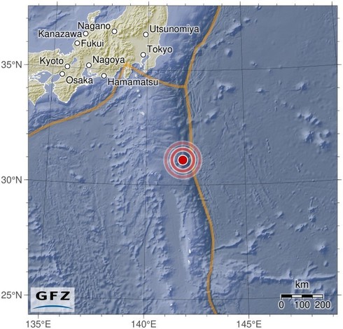 Map showing the earthquake of 2023-09-21 in Southeast of Honshu, Japan