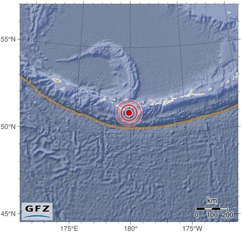 Map showing the earthquake of 2024-04-24 in Rat Islands, Aleutian Islands