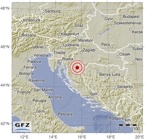 Map showing the earthquake of 2024-05-01 in Northwestern Balkan Region