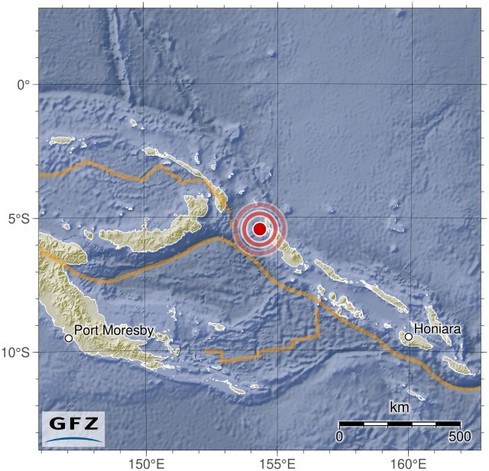 Map showing the earthquake of 2024-05-03 in Solomon Islands
