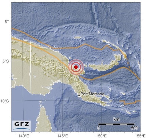 Map showing the earthquake of 2024-05-05 in Papua New Guinea Region