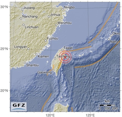 Map showing the earthquake of 2024-05-10 in Taiwan