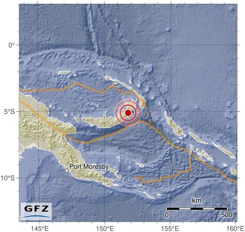 Map showing the earthquake of 2024-05-10 in New Britain Region, Papua New Guinea