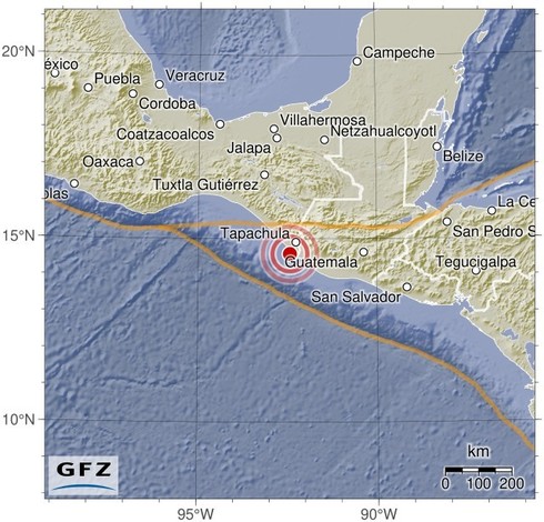 Map showing the earthquake of 2024-05-12 in Near Coast of Chiapas, Mexico