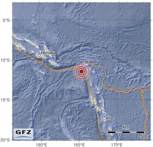 Map showing the earthquake of 2024-05-13 in Santa Cruz Islands