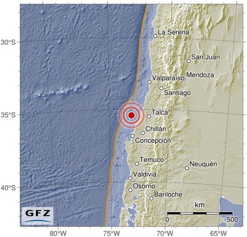 Map showing the earthquake of 2024-05-13 in Off Coast of Central Chile