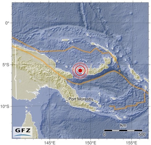 Map showing the earthquake of 2024-05-13 in New Britain Region, Papua New Guinea