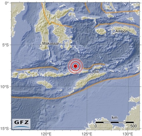 Map showing the earthquake of 2024-05-13 in Banda Sea