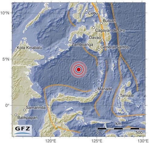 Map showing the earthquake of 2024-05-18 in Celebes Sea