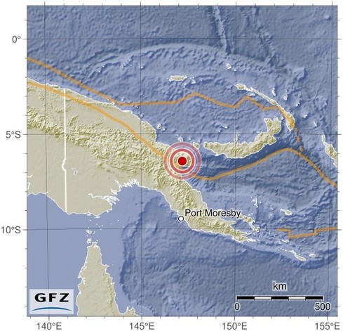 Map showing the earthquake of 2024-05-19 in Papua New Guinea Region