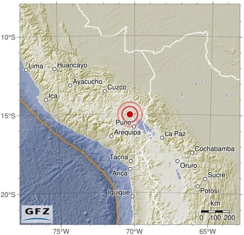 Map showing the earthquake of 2024-05-20 in Southern Peru
