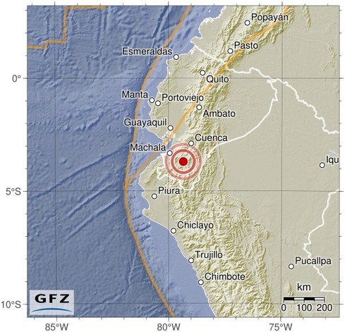Map showing the earthquake of 2024-05-21 in Near Coast of Ecuador