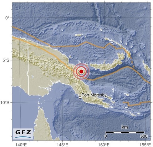 Map showing the earthquake of 2024-05-21 in Papua New Guinea Region