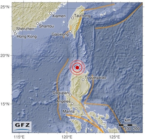 Map showing the earthquake of 2024-05-21 in Luzon, Philippines