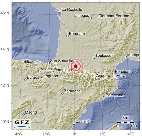 Map showing the earthquake of 2024-05-21 in France
