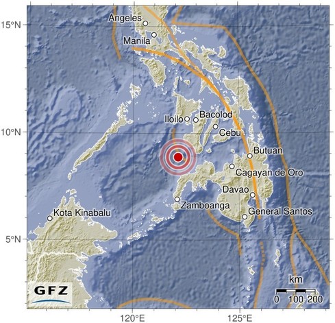 Map showing the earthquake of 2024-06-03 in Mindanao, Philippines