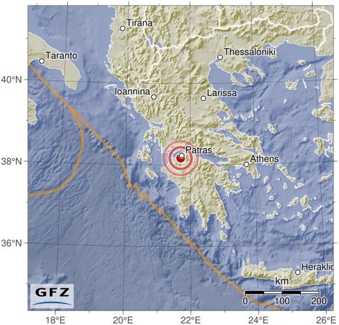 Map showing the earthquake of 2024-06-12 in Greece