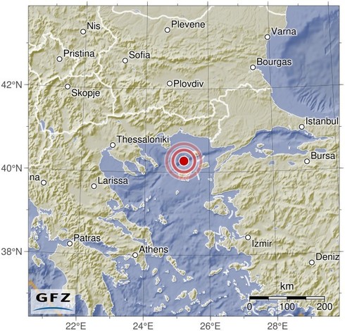 Map showing the earthquake of 2024-06-26 in Aegean Sea