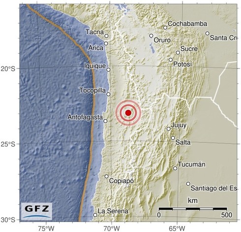 Map showing the earthquake of 2024-07-03 in Northern Chile
