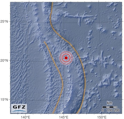 Map showing the earthquake of 2024-07-28 in Mariana Islands