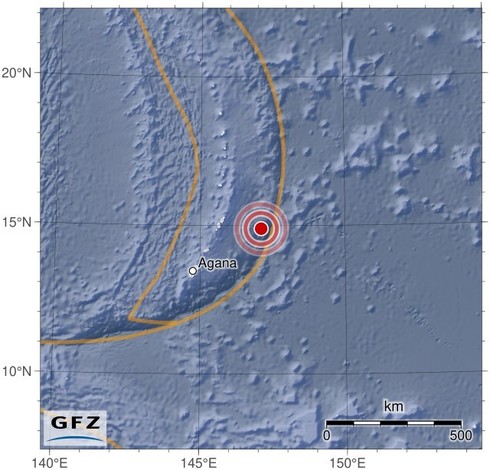 Map showing the earthquake of 2024-07-28 in Mariana Islands Region