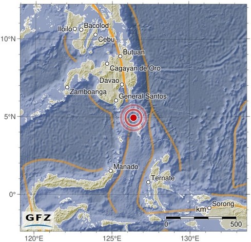 Map showing the earthquake of 2024-10-04 in Talaud Islands, Indonesia