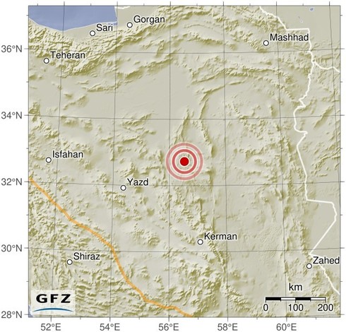 Map showing the earthquake of 2024-10-05 in Northern and Central Iran