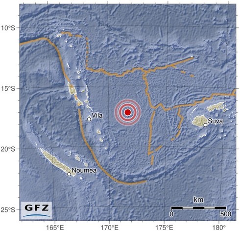 Map showing the earthquake of 2024-10-06 in Vanuatu Islands Region