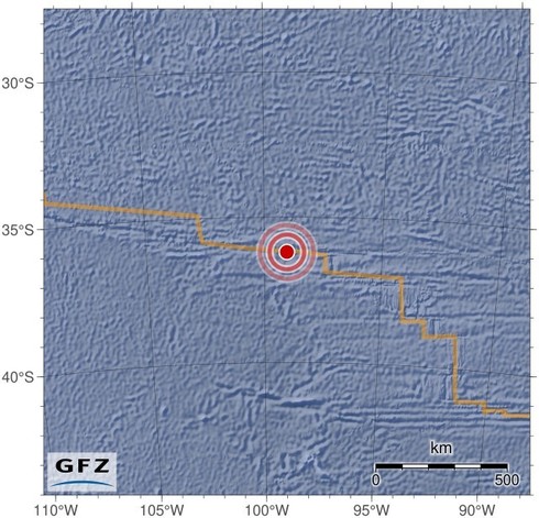 Map showing the earthquake of 2024-10-08 in Southeast of Easter Island