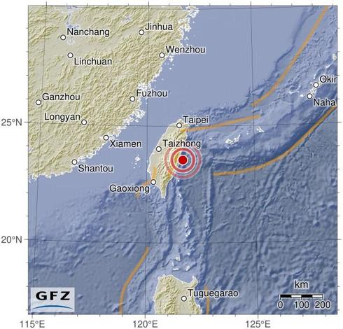 Map showing the earthquake of 2024-10-31 in Taiwan