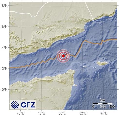 Map showing the earthquake of 2025-11-12 in Eastern Gulf of Aden Map showing the earthquake of 2025-11-12 in Eastern Gulf of Aden